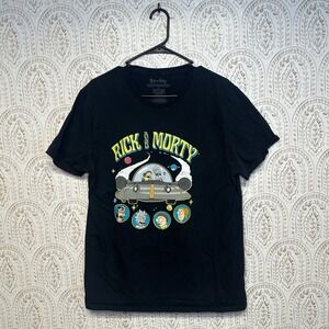 Rick and Morty‎ Black Graphic T Shirt Men's Size L Cartoon Network UFO